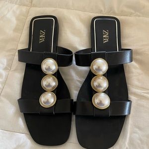 Zara sandals with pearl embellishment
